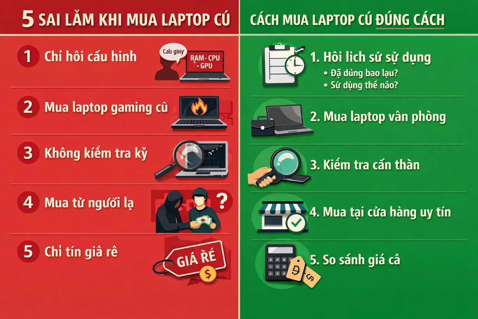 Sai lầm phổ biến khi mua laptop cũ